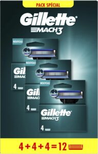 Gillette Mach3 Lames de rasoir pour homme 12 Lames de recharge