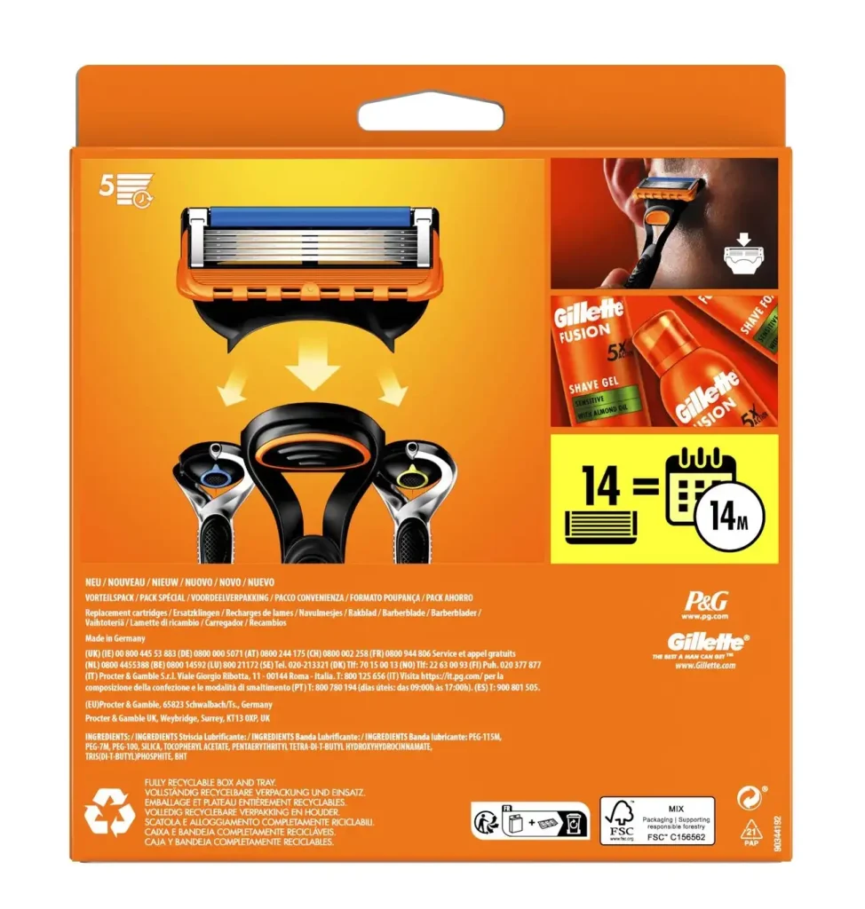Gillette Fusion5 Lames de recharge Pour Homme 14 recharge