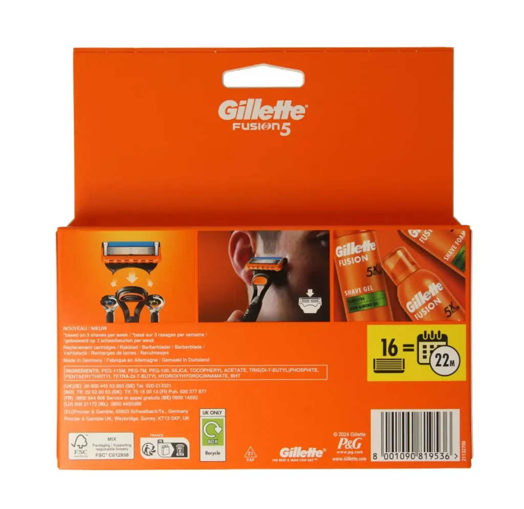 Gillette Fusion5 Lames de Rasoir 16 pièces