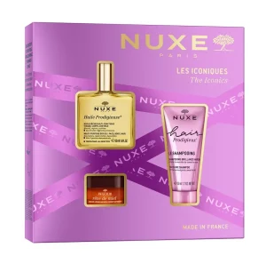 Nuxe Les Iconiques Coffret Cadeau Soins de la peau Huile et Crème 3 Pièces