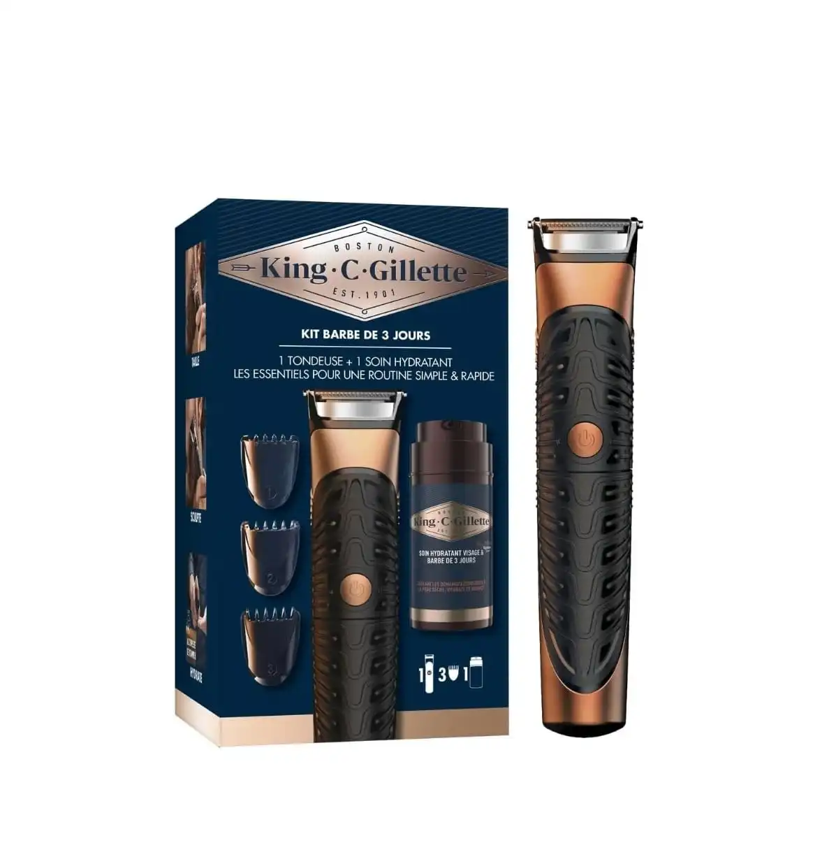 Coffret Barbe Kit Barbe Tondeuse et Soin Hydratant GILLETTE King C