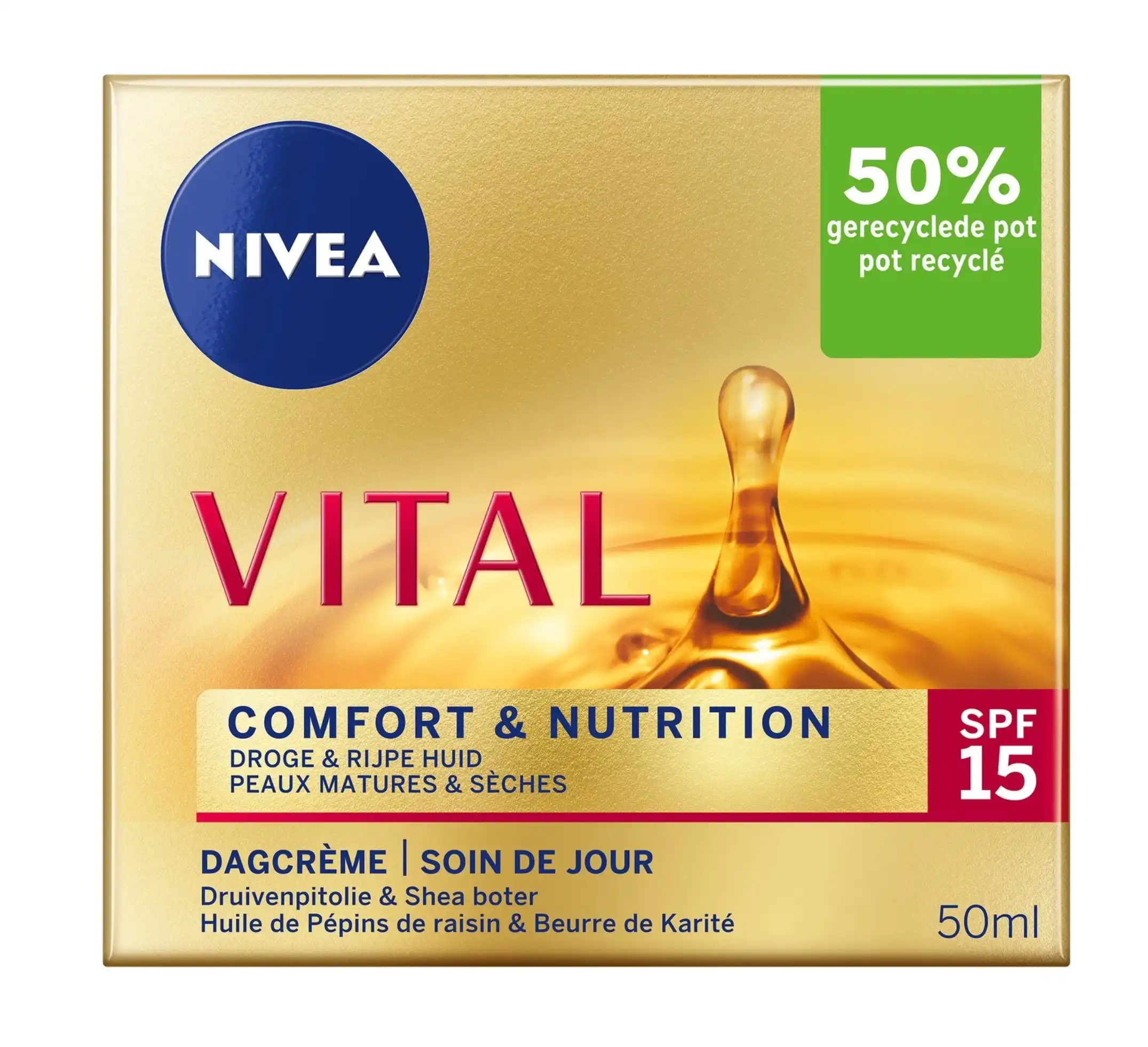 NIVEA Vital Soin de Jour Confort Nutrition FPS15 crème anti-âge 50 ml