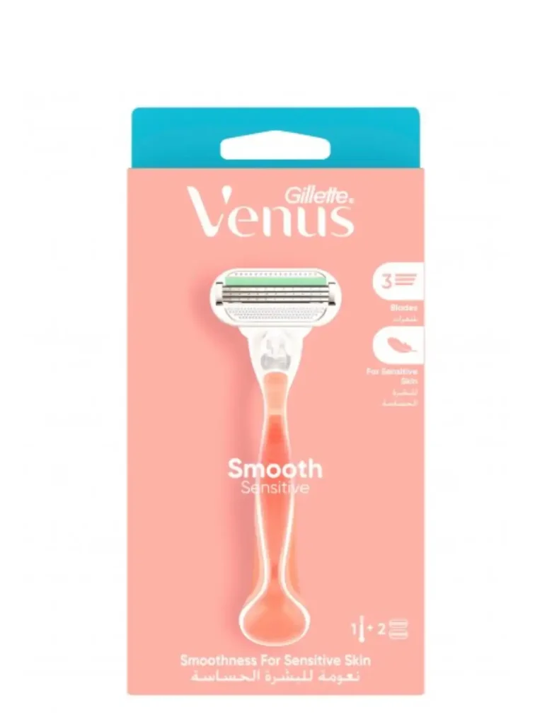 Gillette Venus Smooth Sensitive-barberhøvl + 2 barberblade
