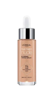 Fond de teint sérum True Match Nude de L'Oréal l'acide hyaluronique 3-4 Clair à Moyen 30 ml