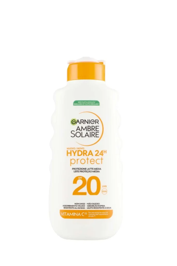 Garnier Ambre Solaire Hydra 24H Protect Mleczko SPF20 odporne na wodę 200 ml