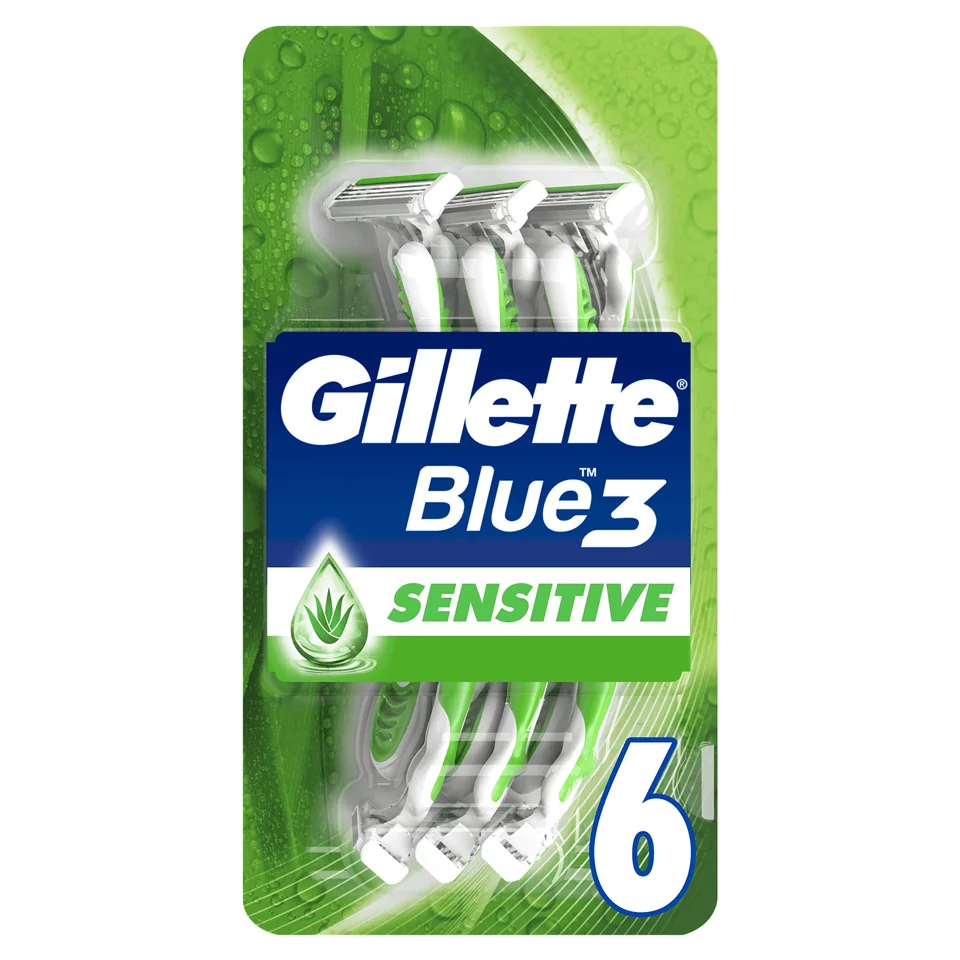 Gillette Blue 3 Sensitive Disposable Razors 6 Pack