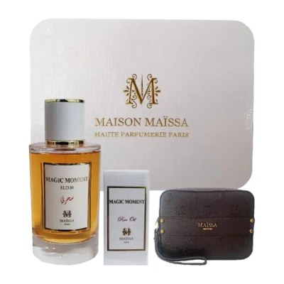 Ensemble de parfumerie Maison Maissa « Magic Moment » avec élixir, huile parfumée et étui noir