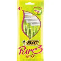 Emballage de 4 rasoirs jetables BIC Pure 3 Lady à l’aloe vera